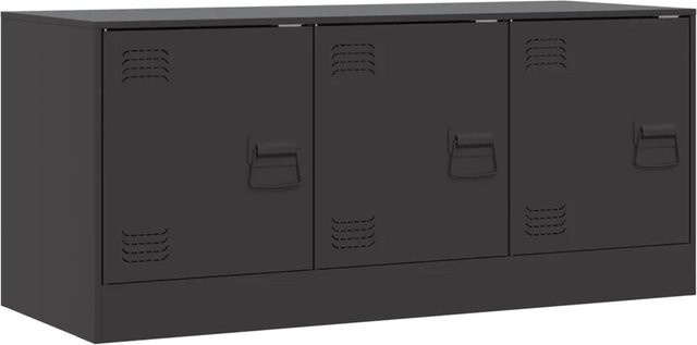 vidaXL TV-Schrank aus Stahl in Schwarz Matt, B/T/H: 99 x 39 x 44 cm - Bild 1