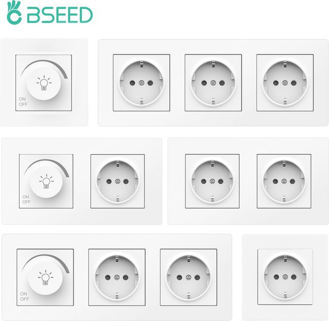 BSEED Dimmer-Lichtschalter mit Drehknopf, integrierter Steckdose und USB-Typ-C-Anschluss, 220 V - Bild 1