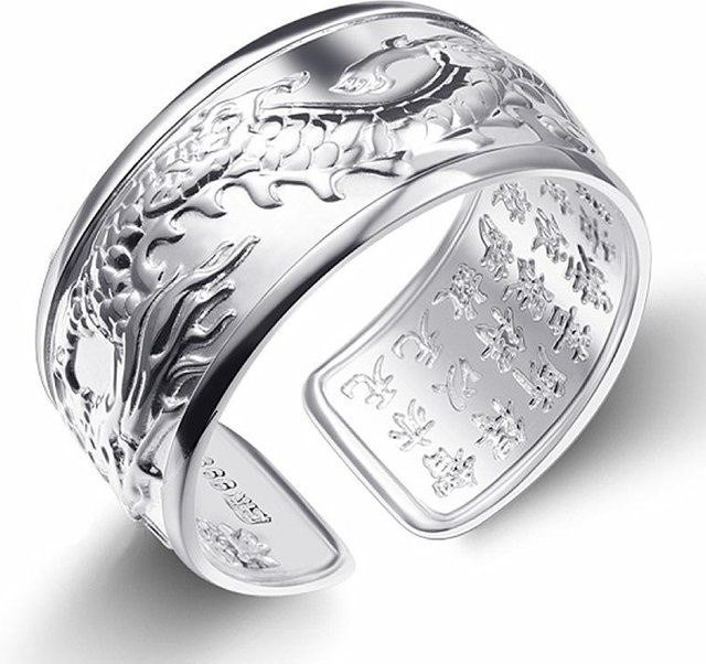 Wucifang Jewelry Herrenring, Kupfer, Silber, Drachenmuster, Unisex - Bild 1