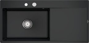Villeroy & Boch Spüle Subway Style 60 Flat bündig links in Pure Black mit Ablaufgarnitur und Exzenter, Breite: 60 cm - Bild 1