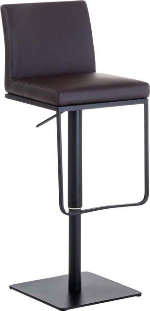 TPFLiving Barhocker Panda mit schwarzem Metallgestell und braunem Kunstleder, drehbar 360 Grad, B/T/H: 44 x 58 x 109 cm - Bild 1