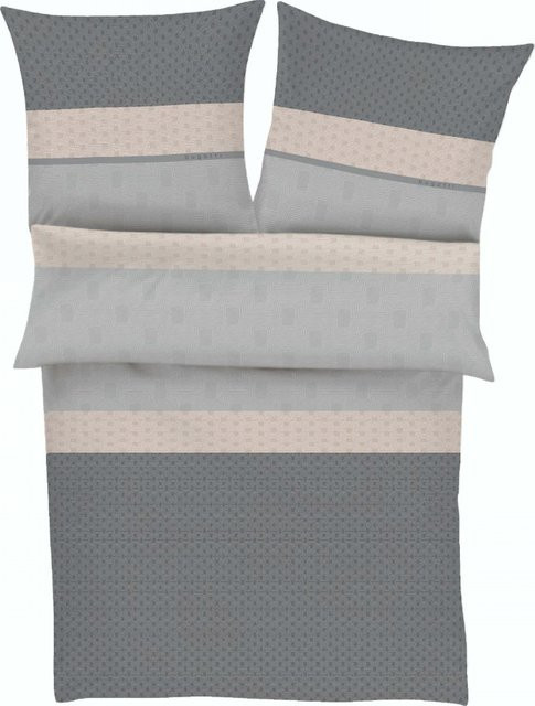 Bettwäsche Bugatti von ibena aus Mako-Satin in Grau und Multicolour mit grafischem Design, B/H: 135 x 200 cm und 80 x 80 cm - Bild 1