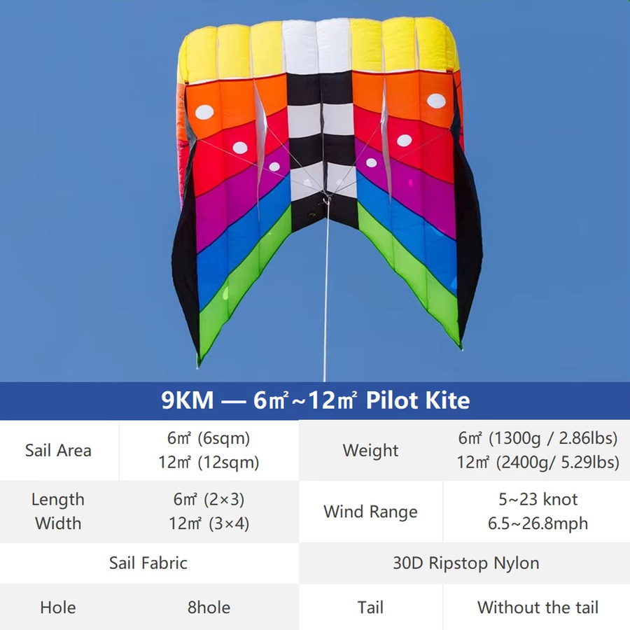 9KM DWLIFE Pilot Lifter Kite, Großer Parafoil Kite, Bunt, Mehrfarbig - Bild 2