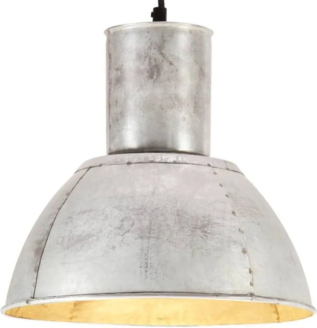 vidaXL Hängelampe aus Eisen in Silber, runde Pendelleuchte im Industriestil mit E27 Fassung, Durchmesser: 28,5 cm - Bild 1