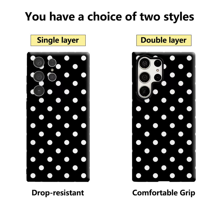 Handyhülle mit schwarz-weißem Polka Dot Muster für Samsung Galaxy S25 Ultra, S24 und S23 Ultra Plus mit glänzender doppellagiger Rückseite - Bild 2