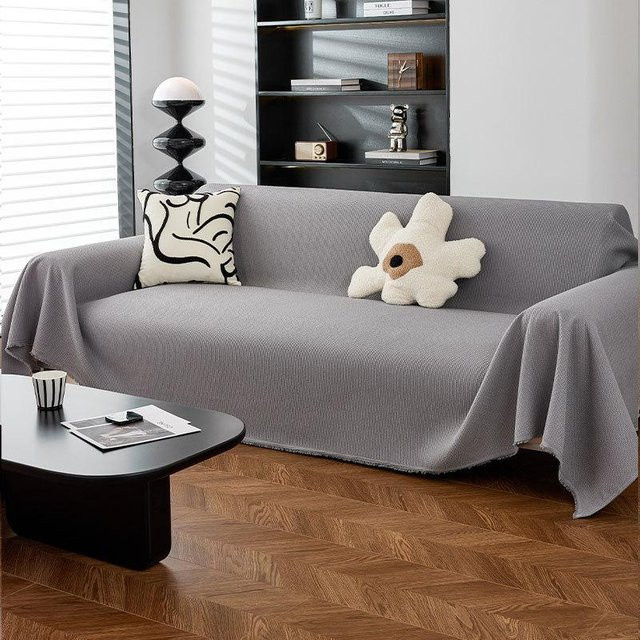 Wasserdichter Sofabezug von Super Six in Grau mit Waffelstruktur, Anti-Rutsch Couchdecke als Staubschutz, B/T: 180 x 130 cm - Bild 1