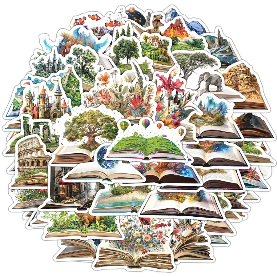 50 Stück Buchwelt Graffiti Aufkleber von BulingBulingStickers Store, wasserfeste Dekoration in Multicolor für Briefpapier, Wasserbecher und Telefon - Bild 2