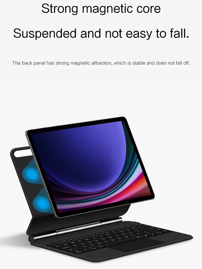 Samsung Magnetische Tastaturhülle Folio für Galaxy Tab S7 S8 S9 11 Zoll sowie Tab S9 FE 10,9 Zoll und Tab S10 Lite in Schwarz - Bild 7