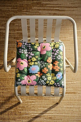 Jotex SUMMER beschichtetes Sitzkissen aus Polyester in Grün und Multicolour, quadratisch, wasserabweisend und wetterfest, B/T: 38 x 38 cm - Bild 1