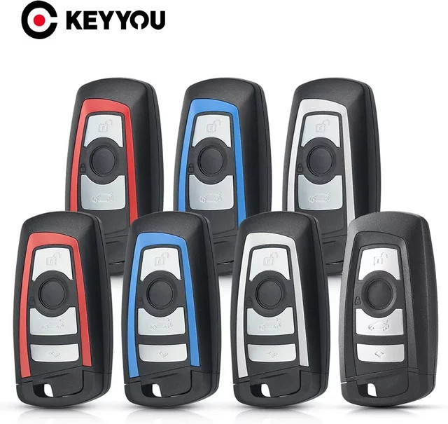 KEYYOU Auto Schlüssel Shell für BMW 3 5 7 Serie X3 X5 F10 F20 F30 F40 E90 E92 E93 CAS4 + FEM EWS5 Keyless Go in Rot und Schwarz - Bild 1