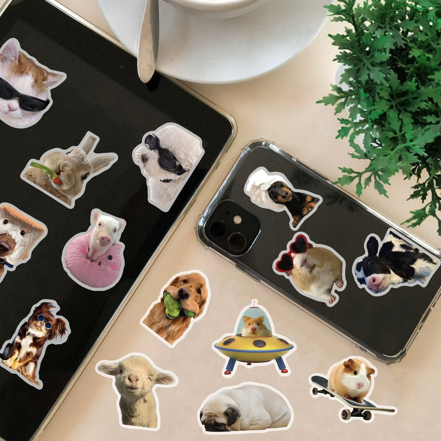 50 Stück wasserfeste Hunde- und Katzen-Aufkleber mit lustigen Haustier-Emojis in Multicolour von RecordingYourLife Store - Bild 3