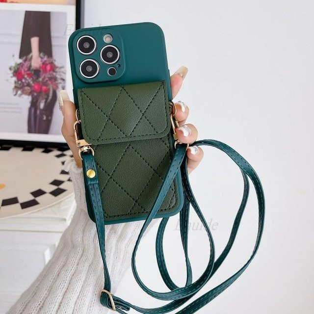 Leder-Crossbody-Hülle mit Portemonnaie-Funktion und Lanyard-Riemen für Samsung Galaxy A55 A54 A35 A25 A14 A24 A34 A52 A23 A13 A15 A53 5G in Grün - Bild 1