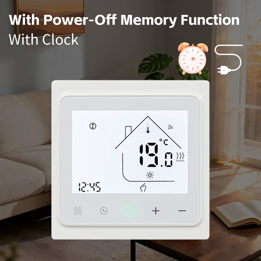 Tuya Smart Wifi Thermostat für Fußbodenheizung, Temperaturregler mit App- und Sprachsteuerung via Alexa, Weiß - Bild 3