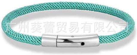 Armband Edelstahl, Druckknopf, Seil, Grün, Unisex, 21 cm - Bild 1