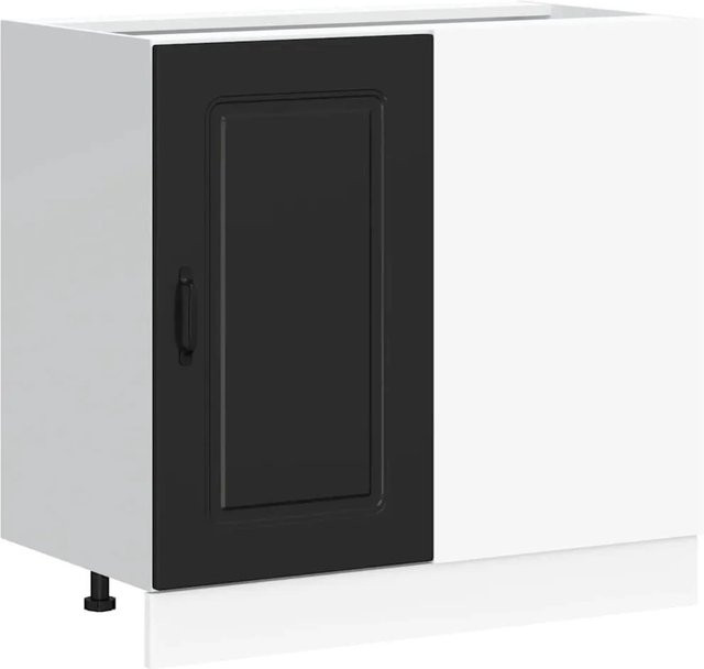 vidaXL Küchenunterschrank Kalmar in Schwarz, moderner Unterschrank aus Holzwerkstoff mit mattem Finish, B/T/H: 86,0 x 46,0 x 81,5 cm - Bild 1