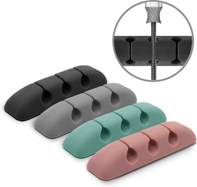 Ringke Kabelorganisator Set aus Silikon, 4 Stück, Schwarz - Bild 1