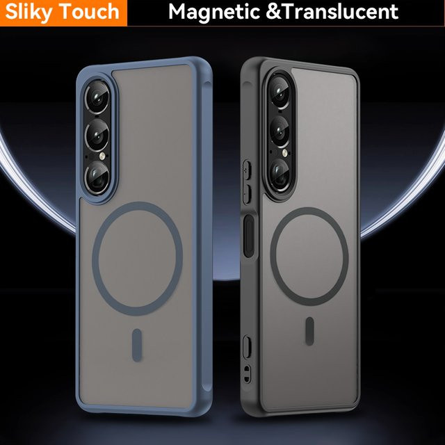 MagSafe Handyhülle für Sony Xperia 1 VII und Xperia 10 VII, stoßfeste Luxus-Rüstung, transparent-lila, matt und durchscheinend - Bild 1