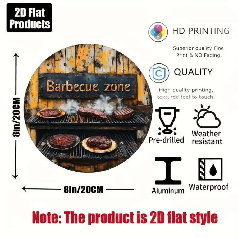 Vintage BBQ Zone Schild aus Metall von Zone Denmark, rustikale Grill-Dekorplatte, Mehrfarbig, B/H: 20 x 20 cm - Bild 2