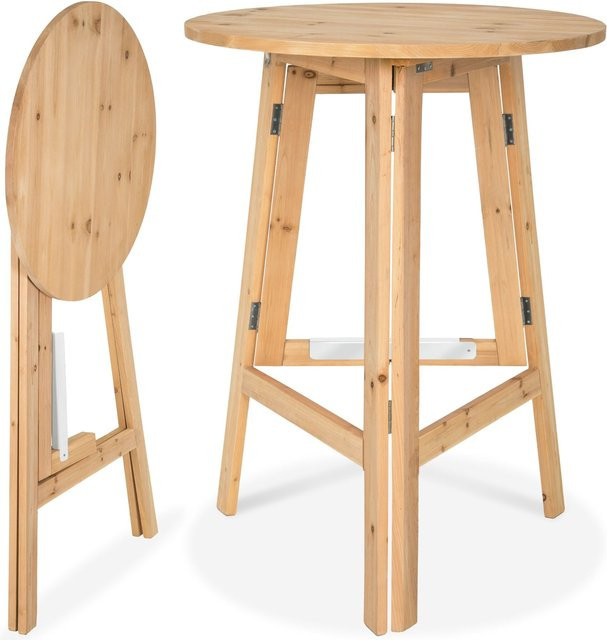 tectake Stehtisch Trix aus Holz, rund, klappbar, Braun, B/T/H: 79 x 79 x 110 cm - Bild 1