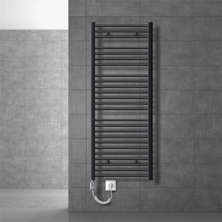 Elektrischer Badheizkörper LuxeBath Handtuchwärmer in Anthrazit mit 900W Heizstab und Seitenanschluss, B/H: 60 x 150 cm