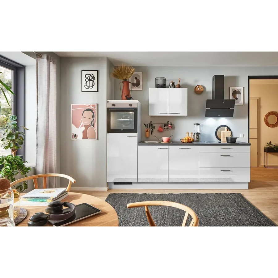 pino Küchenzeile Lichtgrau Hochglanz mit Geräteschrank Breite: 250 cm, Höhe: 174 cm, Tiefe: 60 cm - Bild 2