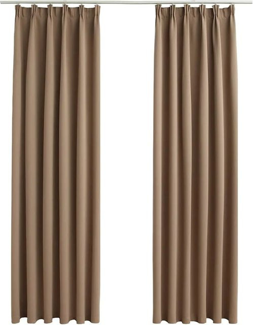 vidaXL Verdunkelungsvorhänge mit Haken, 2 Stück, Taupe, B: 140 cm, H: 225 cm - Bild 1