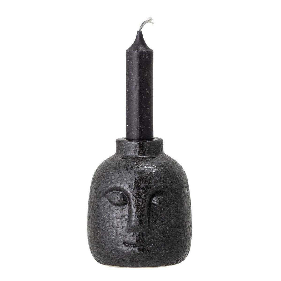 Bloomingville Eliot Kerzenhalter aus Steingut in Schwarz für Stabkerzen, Höhe: 9 cm - Bild 1