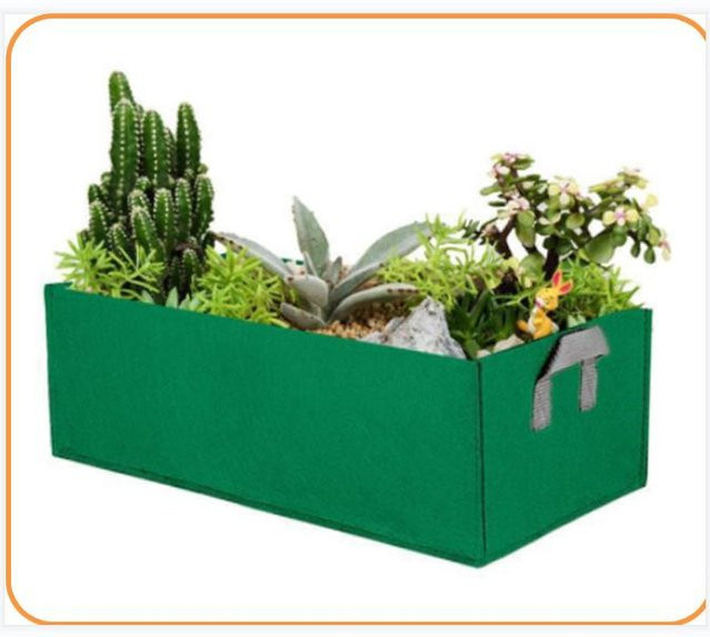 Quadratisches Hochbeet aus Filz als Pflanzbeutel für Gemüse und Blumen, Farbe: Grün, B/T/H: 60 x 30 x 20 cm - Bild 1
