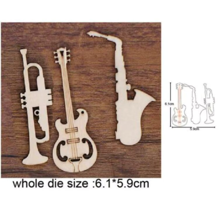 Metall-Stanzform in Silber für Papier-Handwerk mit Musiknoten und Gitarren-Motiv - Bild 4