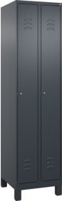 C+P Spind Classic PLUS Garderobenschrank mit 2 Abteilen, Anthrazit/Schwarz, H x B x T: 195 x 50 x 50 cm - Bild 1
