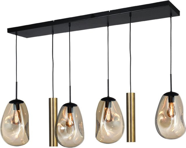 Masterlight Lava 4/2 Pendelleuchte 6-flammig in Gold/Messing mit Glas in Gold Fumé - Bild 1