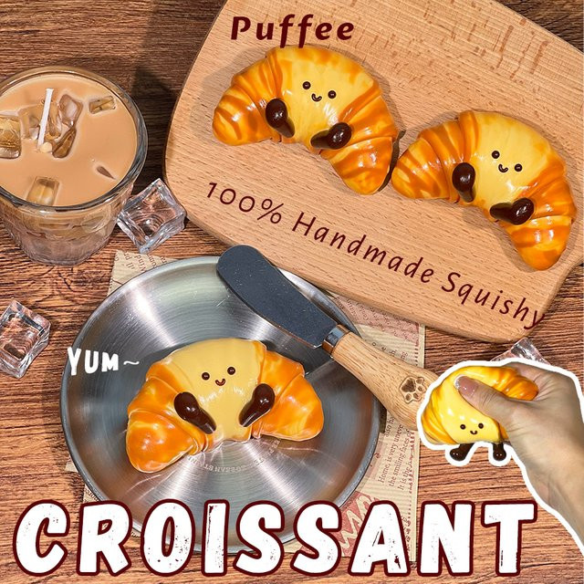 JC Croissant Silikon Squishy als weiches Taba Klebespielzeug in Braun für sensorisches Kneifvergnügen - Bild 1