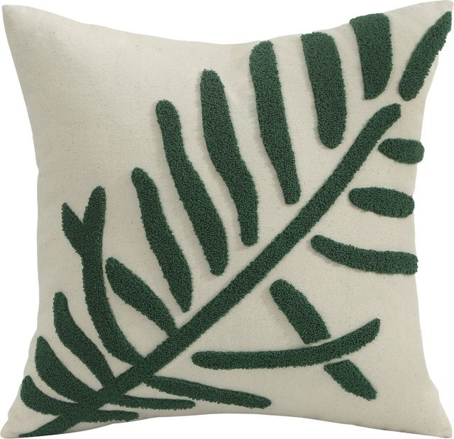 Dekorativer Kissenbezug Miater mit floraler Stickerei im Country House Stil, Farbe Weiß-Lila, B/T: 45 x 45 cm - Bild 1