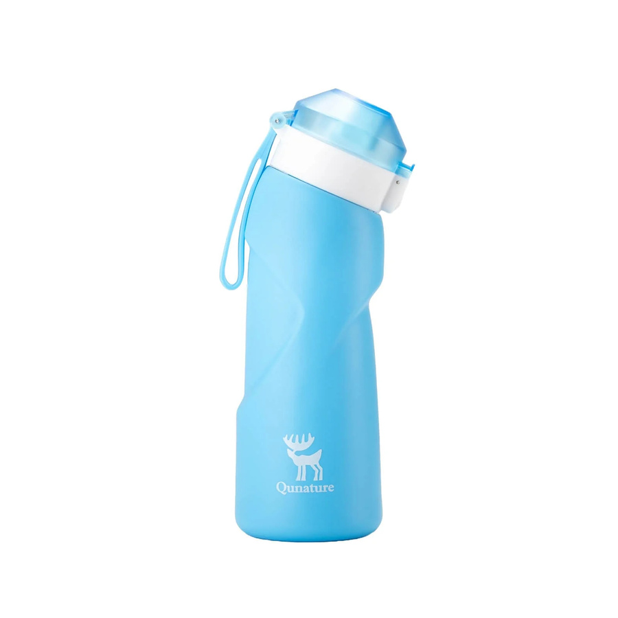 Qunature Faltbare Trinkflasche aus Silikon in Blau - Bild 1