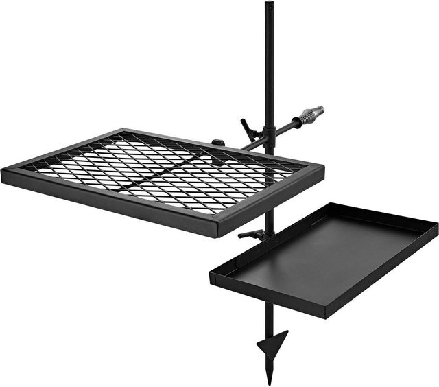 Schwenkbarer Camping-Grill aus Stahl von Buying Solutions, MB, doppellagiger tragbarer Lagerfeuergrill mit Grillplatte und 360 Grad Höhenverstellung, Schwarz, B/T/H: 84,0 x 72,0 x 43,5 cm - Bild 1