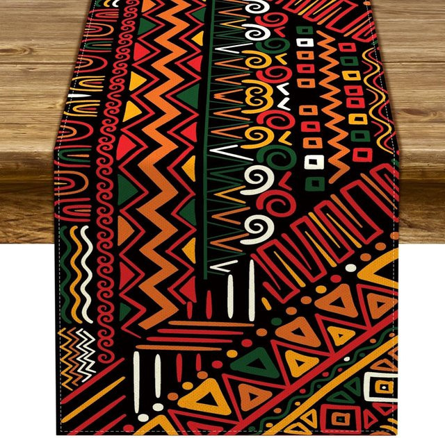JMG Household Supplies Leinen Tischläufer mit Afroamerikanischem Erbe Design, Mehrfarbig, B/H: 150 x 33 cm - Bild 1