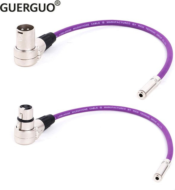 GuerGuo Stereo-Klinkenkabel von 3,5-mm-Klinke auf 3-poligen XLR, rechtwinklig, lila - Bild 1