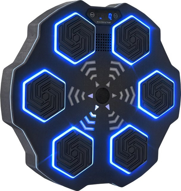 SPORTNOW Music Boxing Machine – Elektronische Bluetooth Boxmaschine mit Musik, 9 Geschwindigkeiten und 3 Modi, Wandmontiertes Smart Boxziel mit LED-Leuchten für Erwachsene, Schwarz - Bild 1