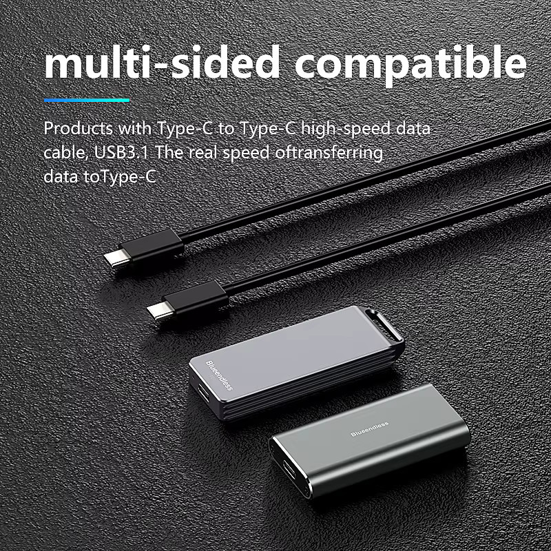Blueendless Mini M.2 NVME Mobile SSD Externe Festplattenbox aus Voll-Aluminium mit USB-C, Grau, Format 2242 - Bild 3