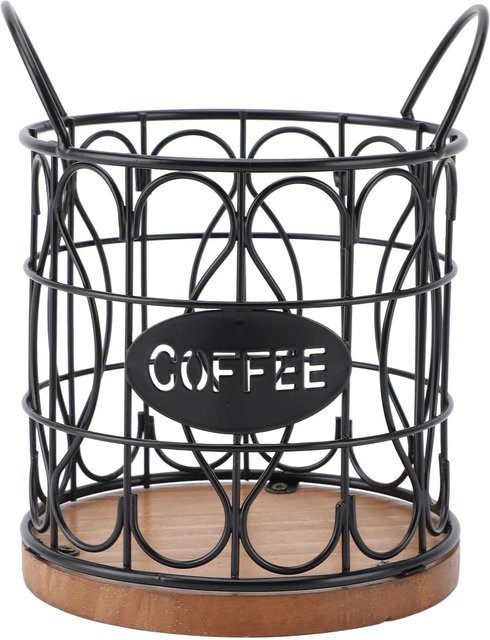 TOMTOP JMS Kaffeepadkorb runder Kapselhalter aus Metall und Holz in Schwarz - Bild 1