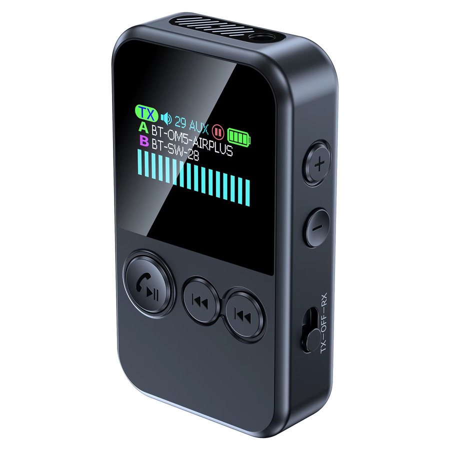 kebidumei Lavalier Bluetooth 5.4 Audio Receiver und Sender mit LCD Display, 3,5 mm AUX und TF Karte, Schwarz - Bild 7