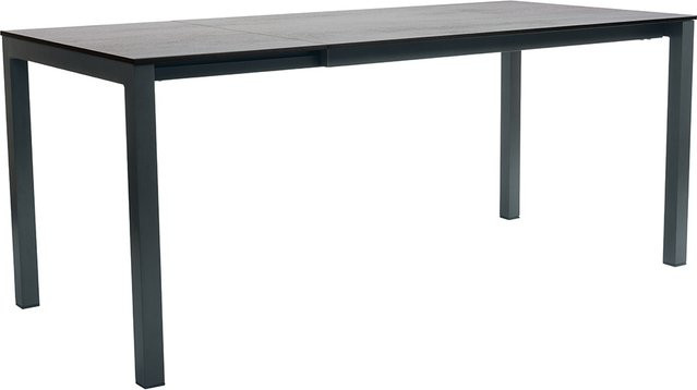 Stern Ausziehtisch aus Aluminium in Anthrazit mit Silverstar Zement hell Tischplatte, B/T: 80 x 130/180 cm - Bild 1