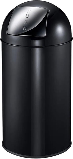 PROREGAL Abfallbehälter aus Metall mit Pushdeckel und Inneneimer, Schwarz, H x B x T: 74 x 34 x 34 cm, 40 Liter - Bild 1