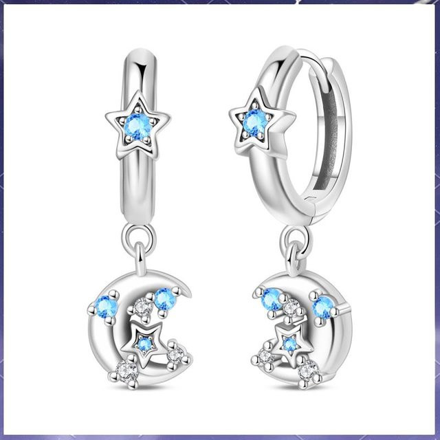 Ohrringe 925 Silber, Mond-Galaxie, Damen - Bild 1