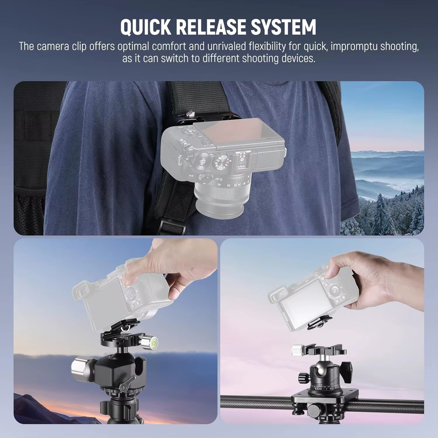 Neewer Kamera Clip Halterung mit Quick Release QR Platte für Rucksackgurte in Schwarz, kompatibel mit Canon, Nikon und Sony DSLRs - Bild 2