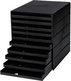 styro Schubladenbox Styroval Pro mit 10 offenen Schubladen in DIN C4, Farbe: Schwarz - Bild 1