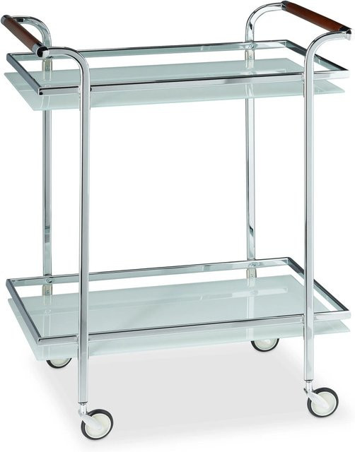 Relaxdays Servierwagen aus verchromtem Stahl mit Milchglas in Silber, H x B x T: 85 x 66 x 43 cm - Bild 1