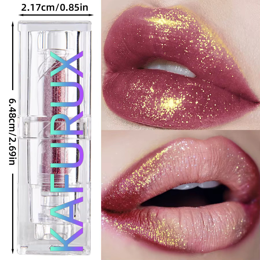 KAFURUX Glitzer-Lippenstift, rote Rose, glänzend - Bild 3