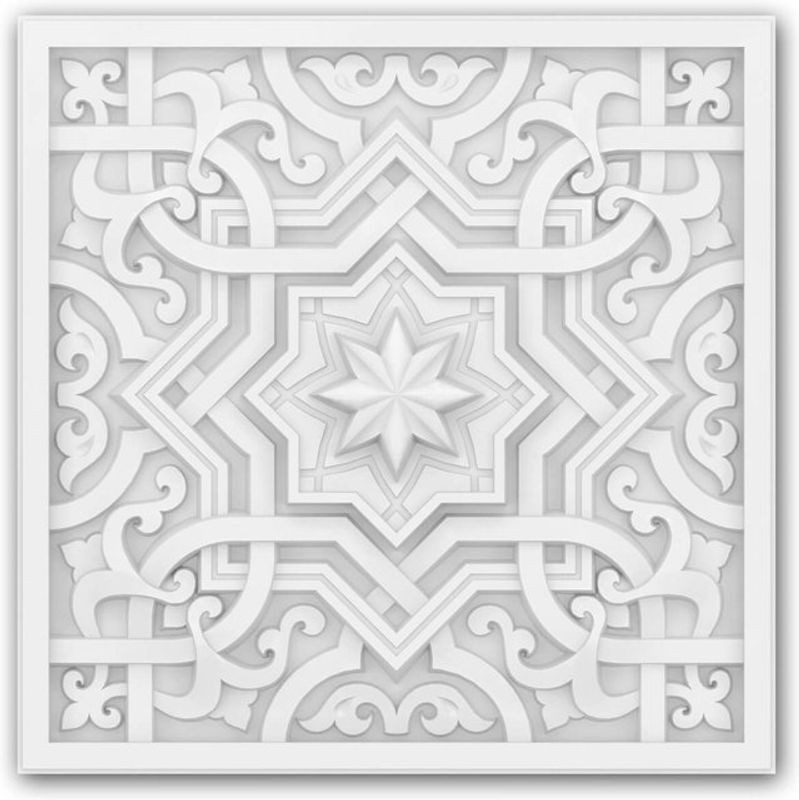 Profhome Decor Wandpaneel 3D Zierelement in Weiß im orientalischen Stil, quadratisches Wand- und Deckenelement aus Kunststoff, B/B: 29,2 x 29,2 cm - Bild 1