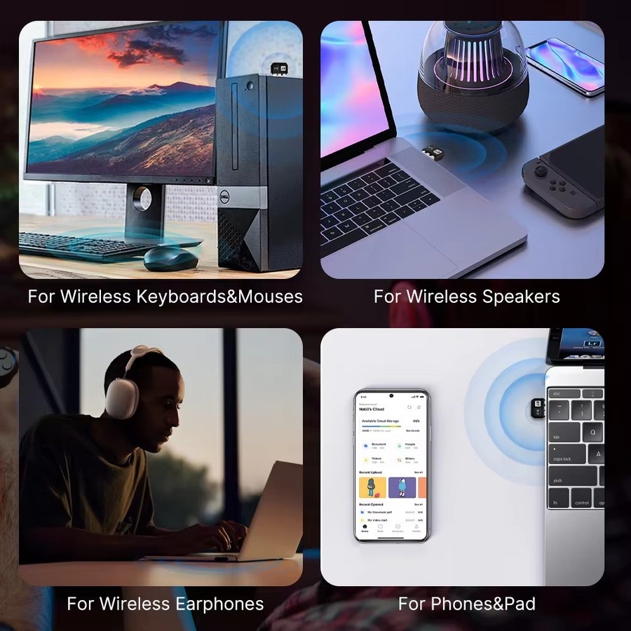 KEBIDUMEI USB Bluetooth 6.0 Adapter in Schwarz für PC und Windows 11/10/8.1 als Bluetooth-Empfänger und Sender für Tastatur und Maus - Bild 3